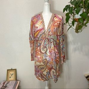 Athleta Colorful Paisley Swimsuit Swim Coverup Tunic Silk and Cotton